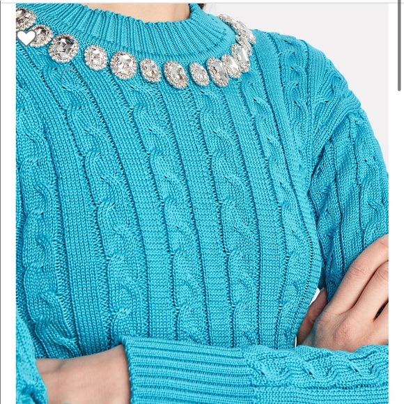 GIUSEPPE DI MORABITO Crystal-Embellished Cropped Cable Sweater never worn - Picture 3 of 10